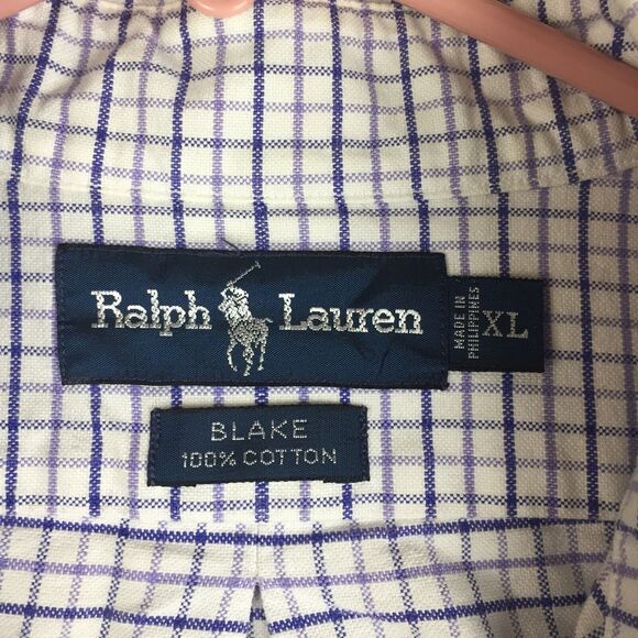 RALPH LAUREN Blake Men Blue Plaid Button Down Long Sleeve 100% Cotton Shirt XL - Picture 3 of 10